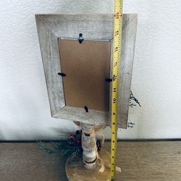 Christmas Wooden Farmhouse Shabby Chic Holiday Pedestal Picture Frame - Picture 4 of 4